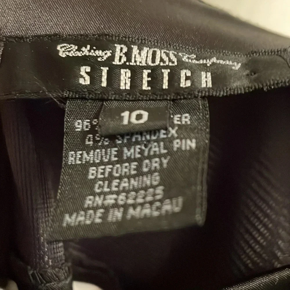 B. Moss and Co., party dress, size 10, black strapless, white trim, jeweled bow - Picture 5 of 6